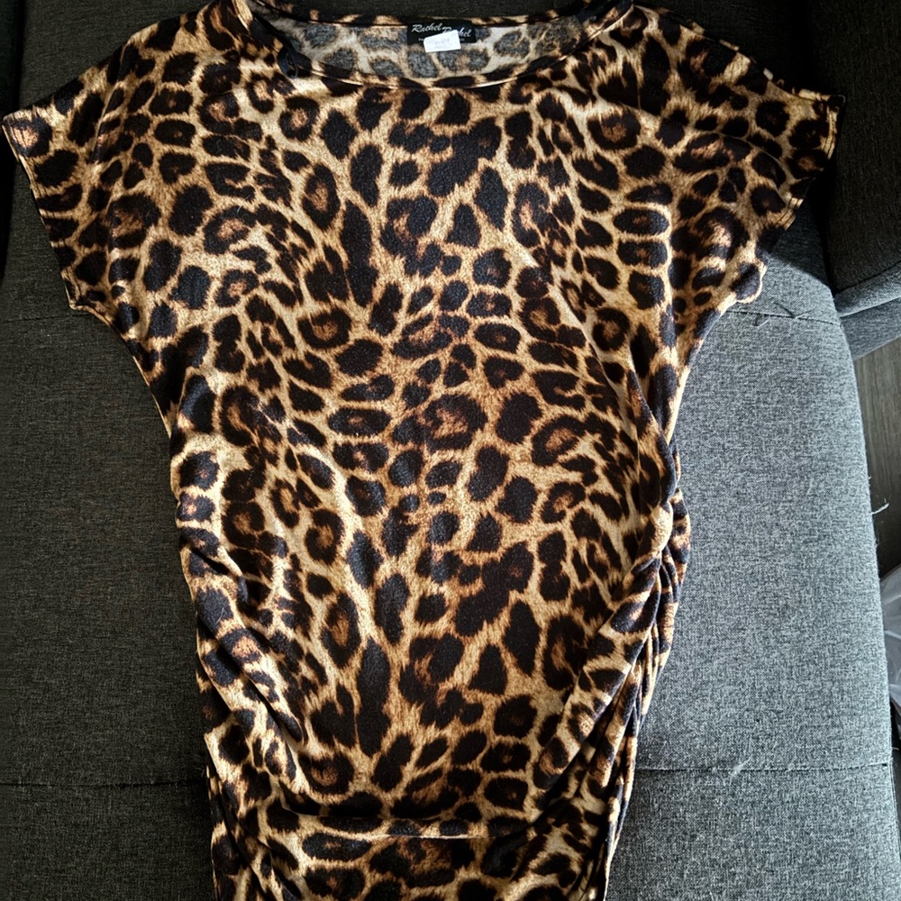 Leopard Print Short Sleeve Top - Brown & Black